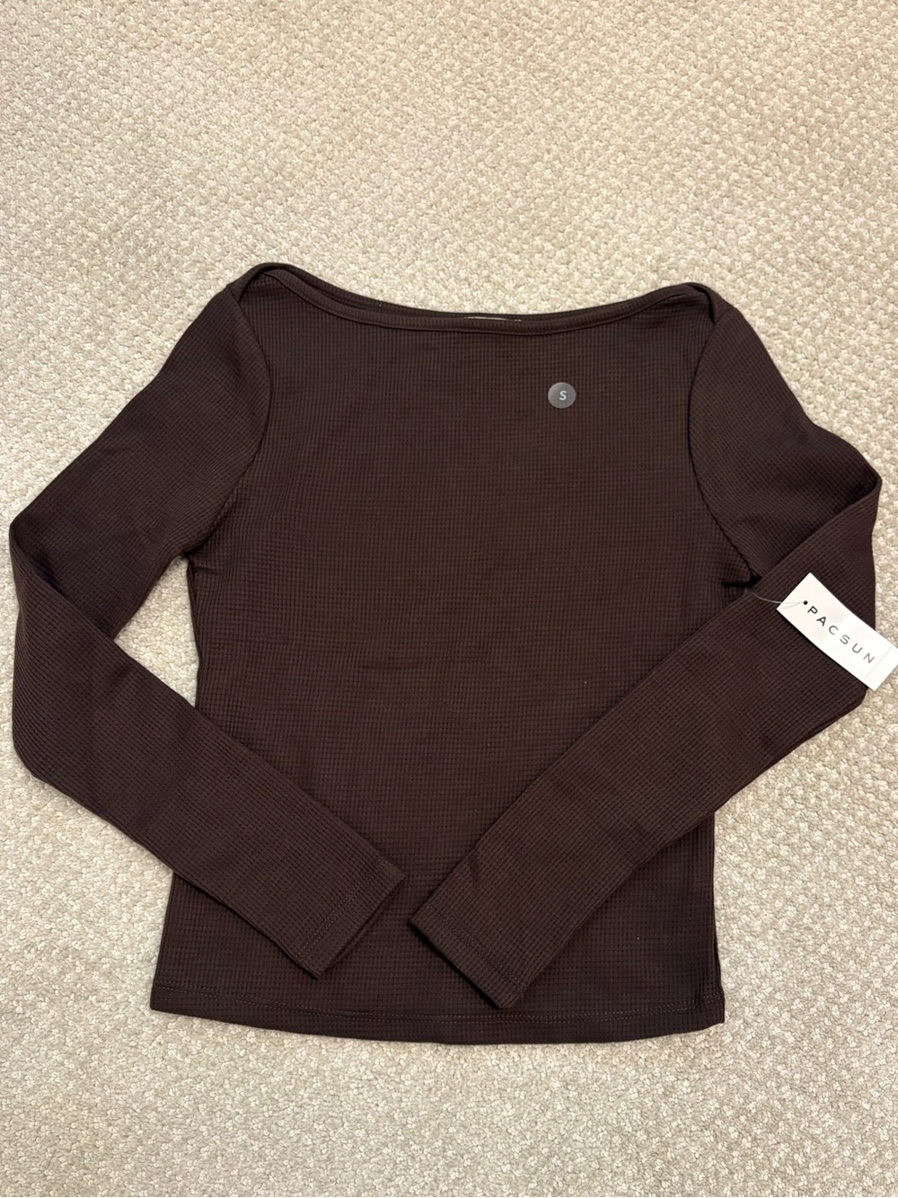 PacSun Ribbed Long Sleeve Top in Dark Brown